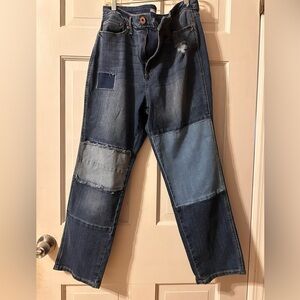American Rag Women's Blue Patchwork Straight Leg Jeans